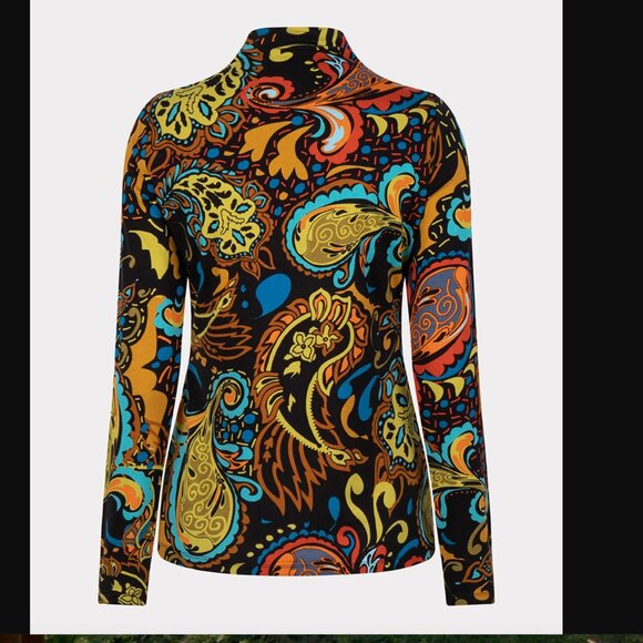 Esqualo Mock Neck Smock Detail Top - Untamed Party Print - Large - Picture 6 of 12